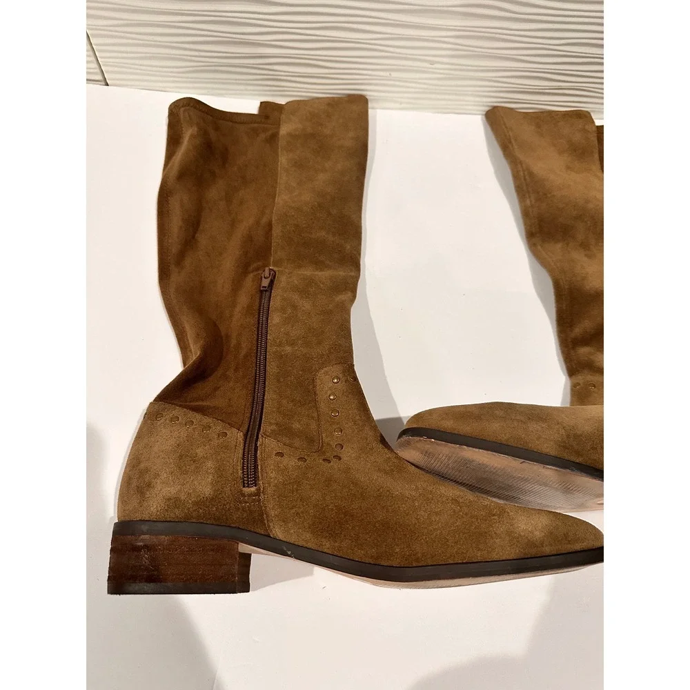 Sole Society Tall Boots Womens 10 Brown Good Suede Knee High Block Heel